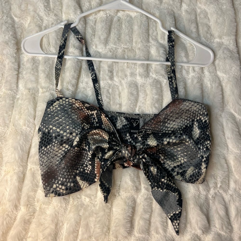 Snake Print Tie Crop Top